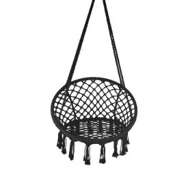 Macrame Outdoor Hammock Chair, Cotton Blend Black, Size 47' L x 24' W, Capacity 250 lb.