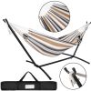 2-Person Cotton Hammock with Space Saving Steel Stand Garden Yard Outdoor 450lb Capacity, Desert Stripes