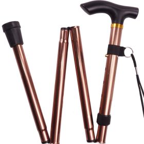 Foldable Lightweight Walking Stick; Trekking Pole With Rubber Tip; Adjustable Height (Color: Brown)